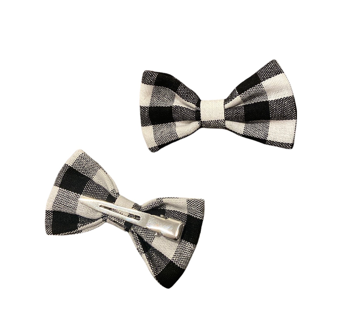 Buffalo Plaid white & black matching Bows! image 1