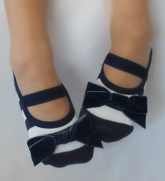Kids Navy & White Velvet bow image 0