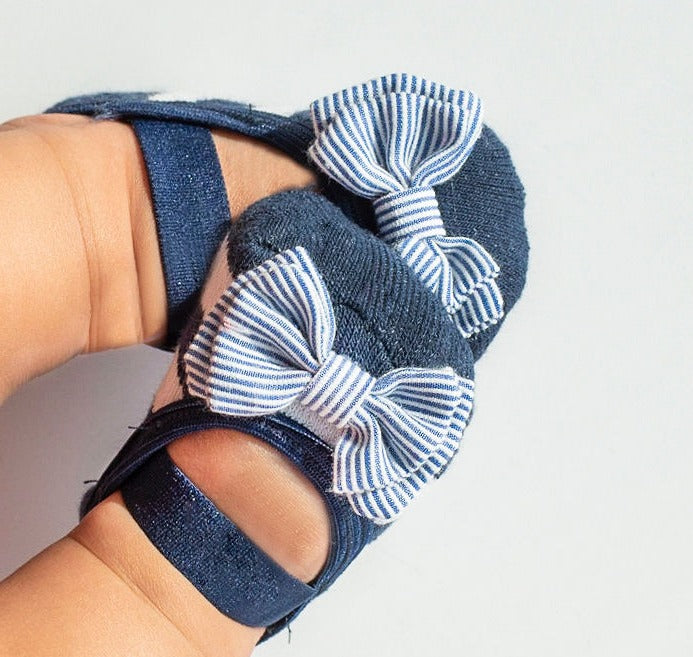 Baby Navy & White Bow image 0