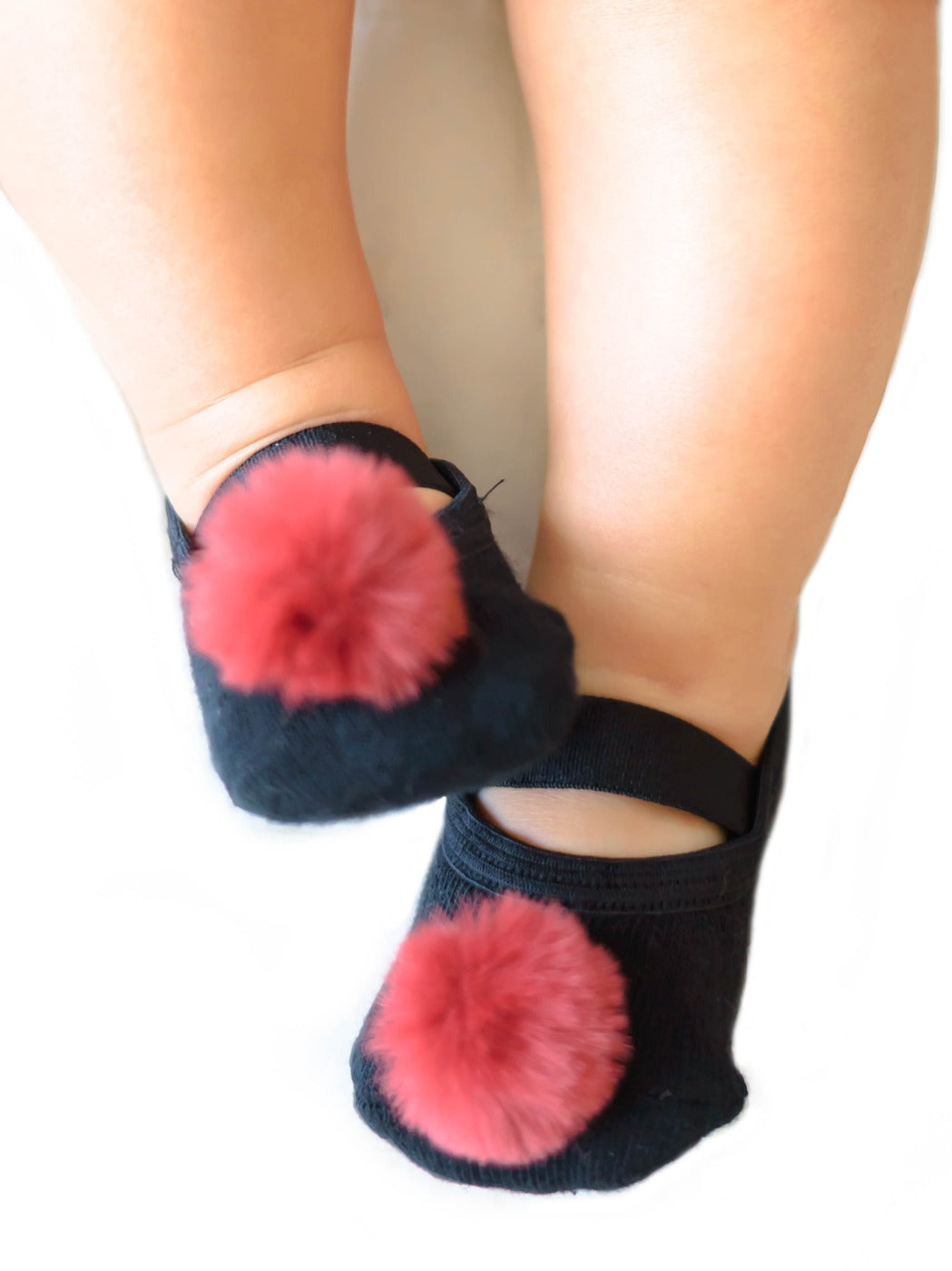 Baby Black & Burgundy faux fur pompom image 0