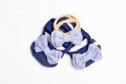 Baby Navy & White Bow Bundle image 0