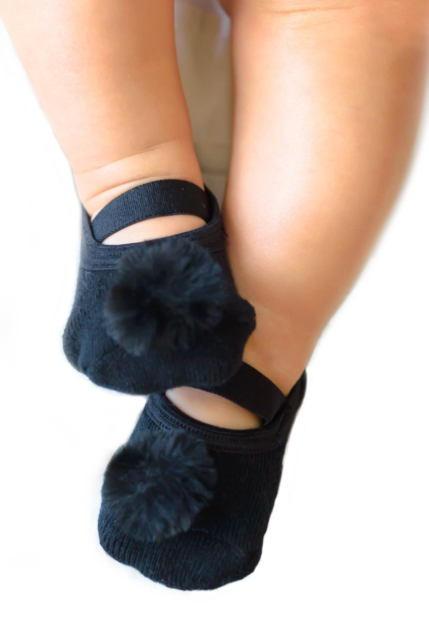 Baby Black faux fur pompom image 0