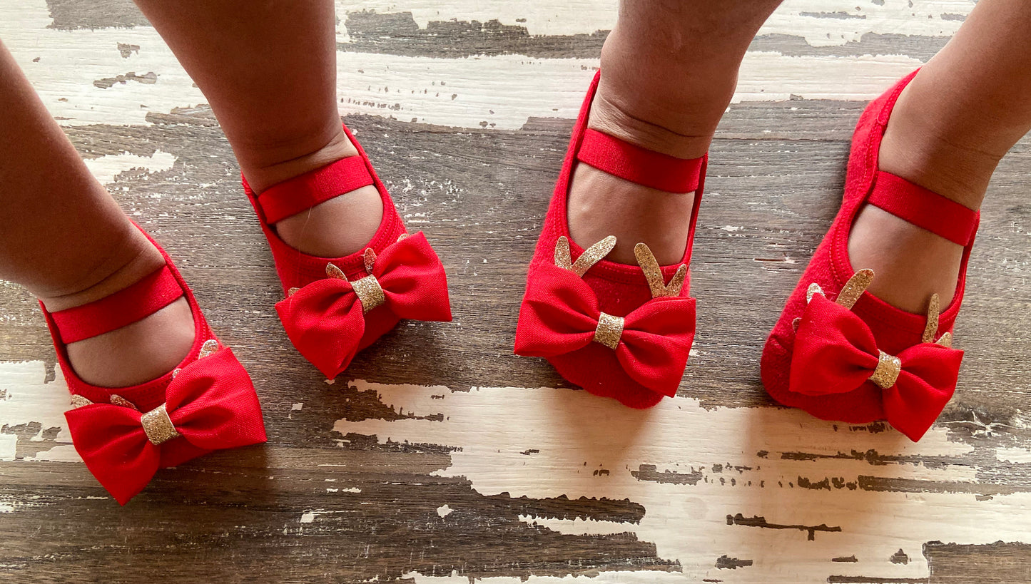 Ladies Red Sparkly Reindeer Bow image 2