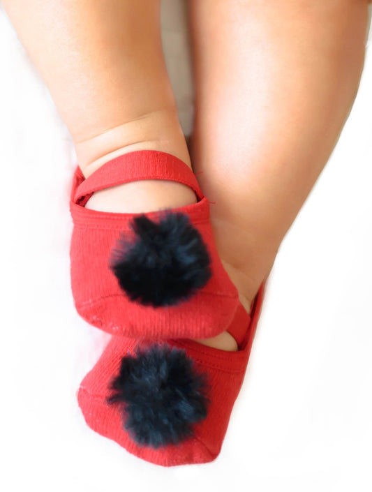 Baby Black & Red faux fur pompom image 0